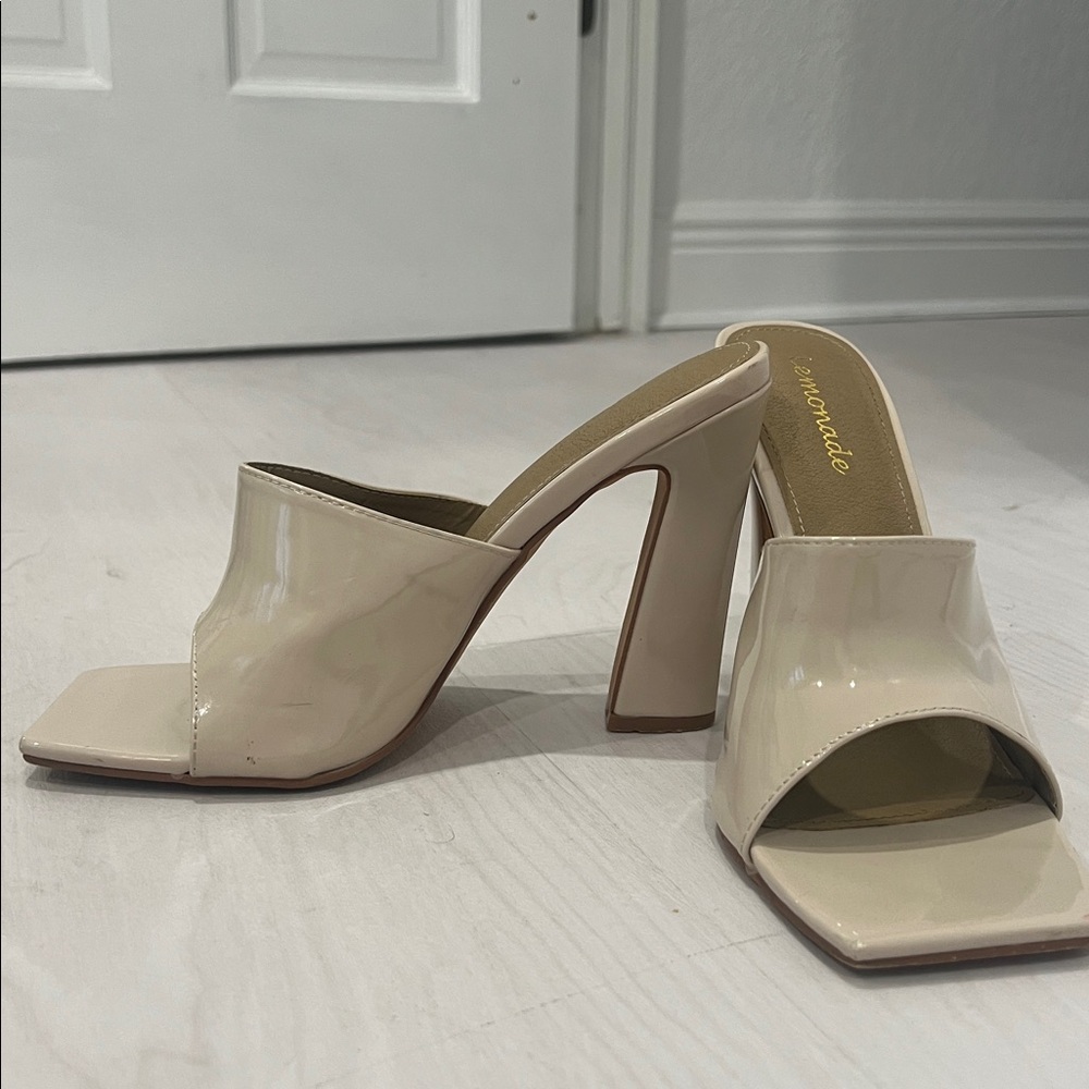 Lemonade Beige Open-Toe Heels